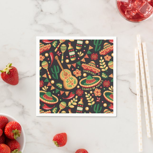 Serviette En Papier Motif Mexicain Cinco De Mayo  (En situation)