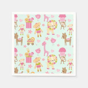 Serviette En Papier Motif mignon avec Animaux et Jouets heureux