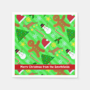 Serviette En Papier Motif mignon de vacances de collage de Noël
