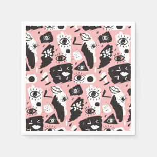 Serviette En Papier Motif moderne abstrait d'oeil et de lèvres