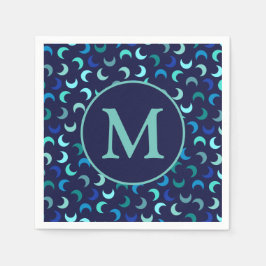 Serviette En Papier Motif Monogram Blue New Moon