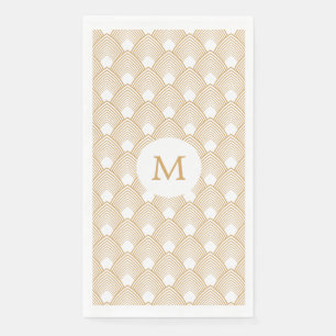 Serviette En Papier Motif Monogram Gold et White Art Déco