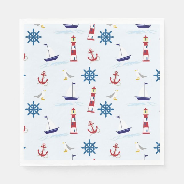 Serviette En Papier Motif nautique (Devant)