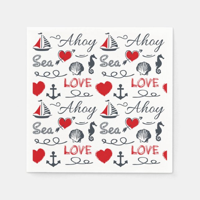 Serviette En Papier Motif nautique sans voile (Devant)