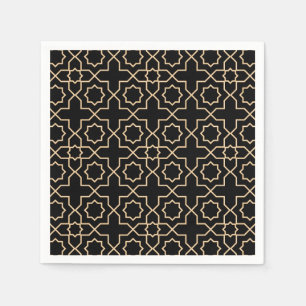 Serviette En Papier Motif noir arabe en or islamique