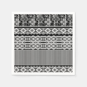 Serviette En Papier Motif noir et blanc avec dentelle et patchwork