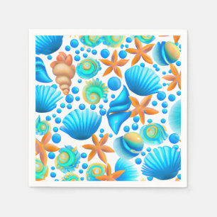 Serviette En Papier Motif océanique de coquillages et de sébastes