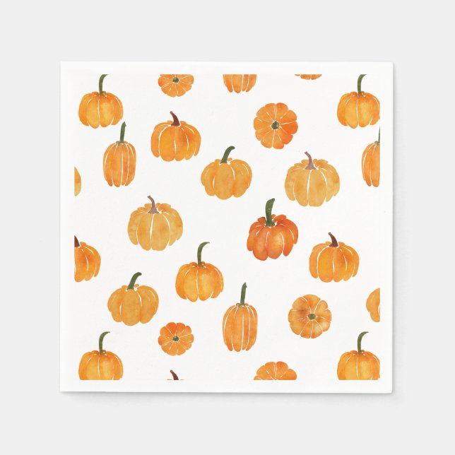 Serviette En Papier Motif orange Citrouille aquarelle (Devant)