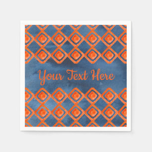 Serviette En Papier Motif orange d'aquarelle de bleu marine