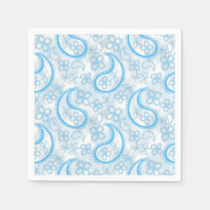 Serviette En Papier Motif Paisley blanc gris monochrome.