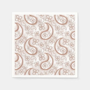 Serviette En Papier Motif paisley monochrome beige et blanc.