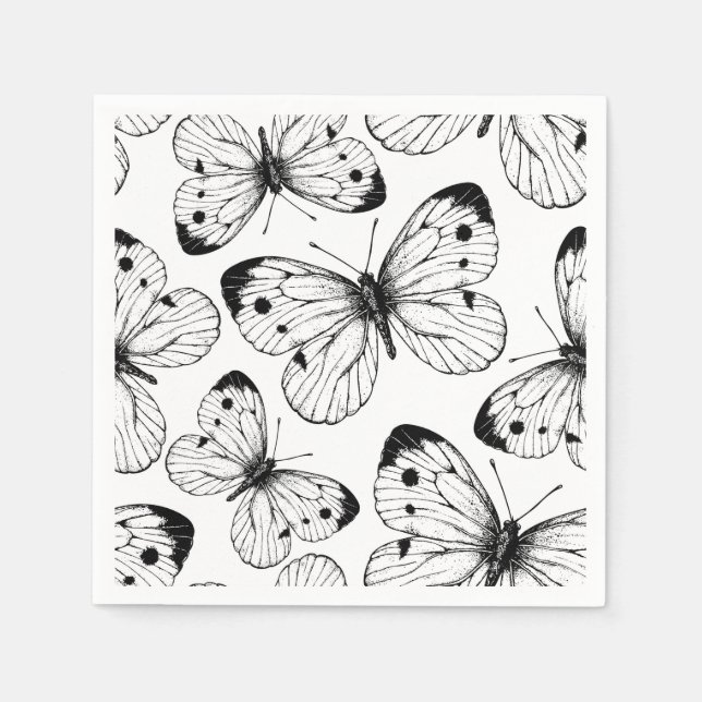 Serviette En Papier Motif papillon de choux (Devant)