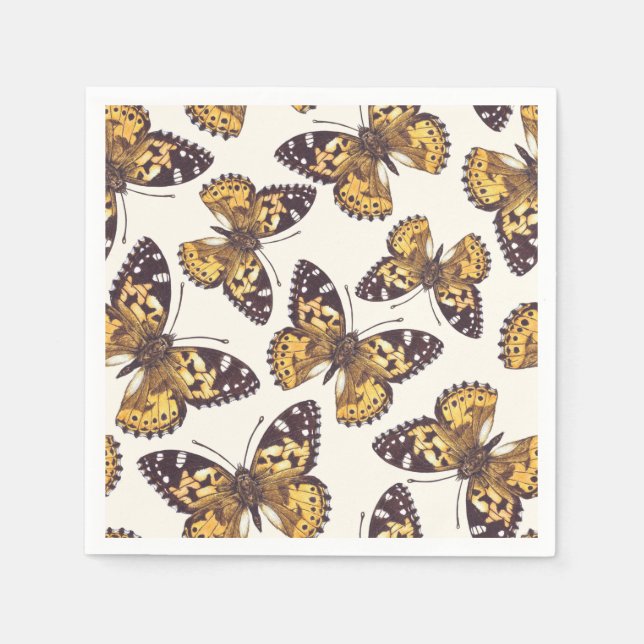 Serviette En Papier Motif papillon de femme peinte (Devant)