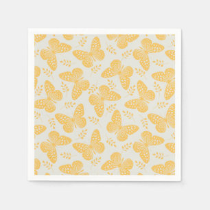 Serviette En Papier Motif papillon jaune sur arrière - plan gris
