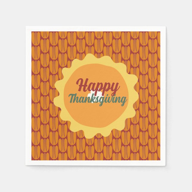 Serviette En Papier motif pecan bon thanksgiving (Devant)