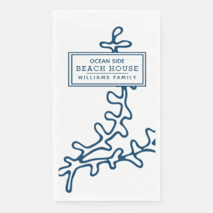 Serviette En Papier Motif personnalisé aux algues bleues - Beach House