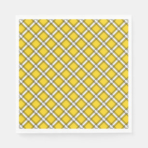 Serviette En Papier Motif plaid jaune et blanc