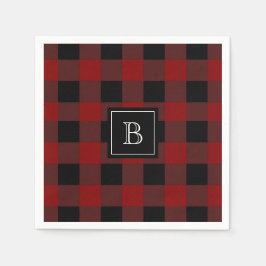 Serviette En Papier Motif Plaid Rustique Buffalo Monogramme initial