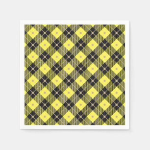 Serviette En Papier Motif plaid tendance noir Jaune