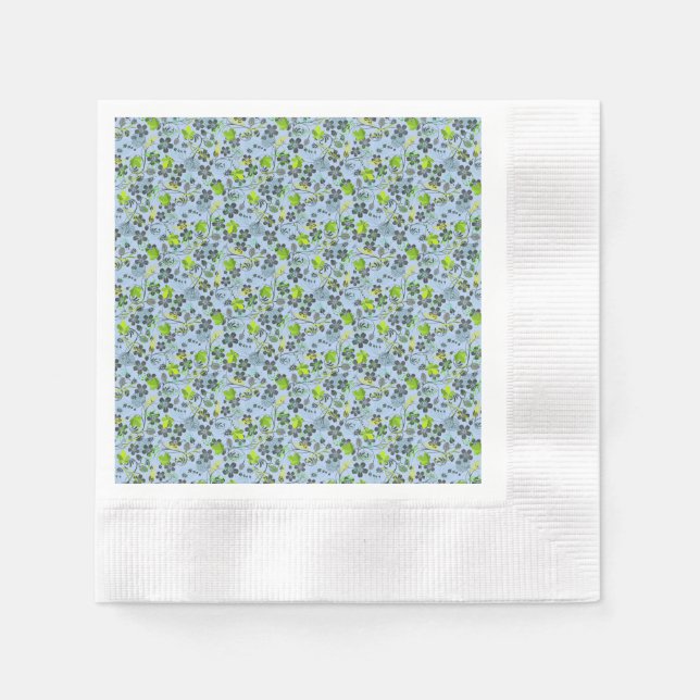 Serviette En Papier motif plante A03.b Lblue BG (Devant)