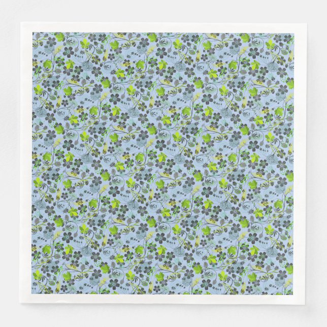 Serviette En Papier motif plante A03.b Lblue BG (Devant)