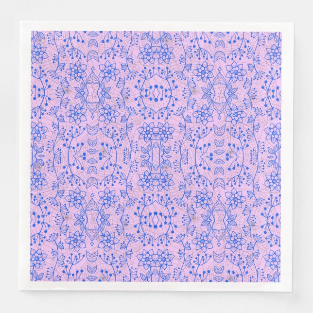 Serviette En Papier motif plante A08.b boho. lviolet BG (Devant)