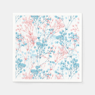 Serviette En Papier Motif Plante rose et bleu printemps