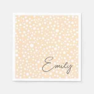 Serviette En Papier Motif pointillé blanc simple sur fond pêche