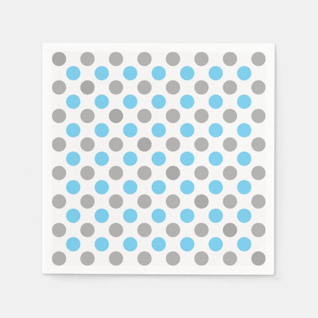 Serviette En Papier Motif pois bleu et gris (Devant)