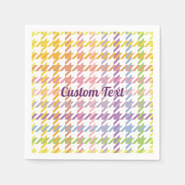 Serviette En Papier Motif Rainbow Houndstooth (Devant)