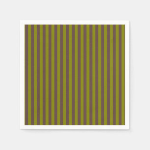 Serviette En Papier Motif rayé en chocolat brun et vert olive
