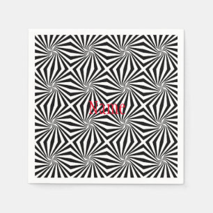 Serviette En Papier Motif rayonnant noir blanc Thunder_Cove