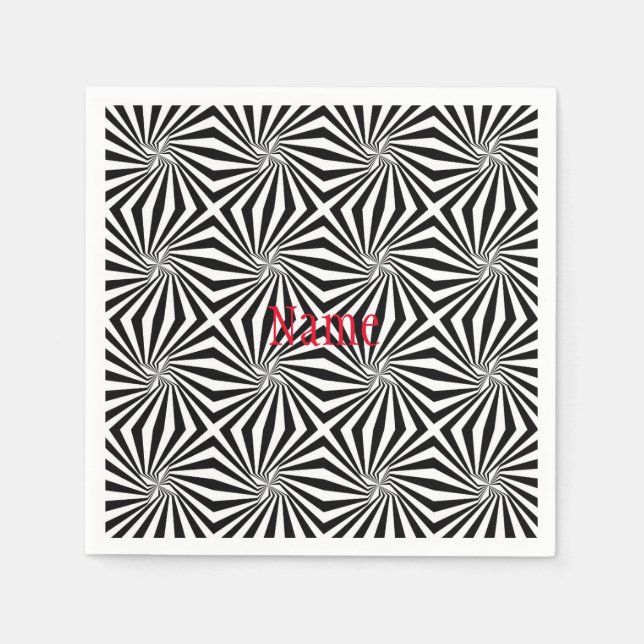 Serviette En Papier Motif rayonnant noir blanc Thunder_Cove (Devant)