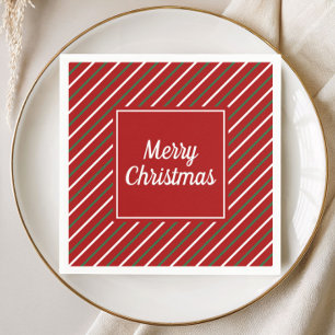 Serviette En Papier Motif rayures rouges festives Noël