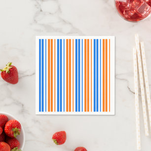 Serviette En Papier Motif rayures verticales orange bleu blanc