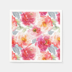 Serviette En Papier Motif rose Aquarelle Peony