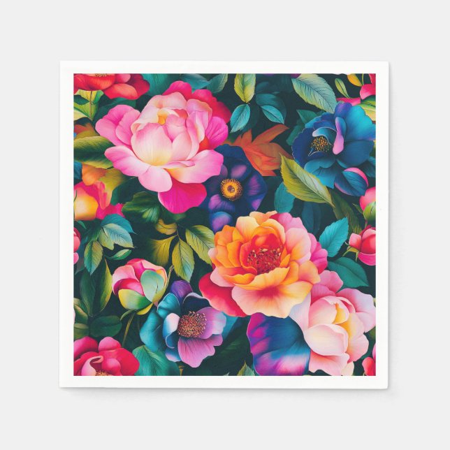 Serviette En Papier Motif rose chic et dynamique (Devant)