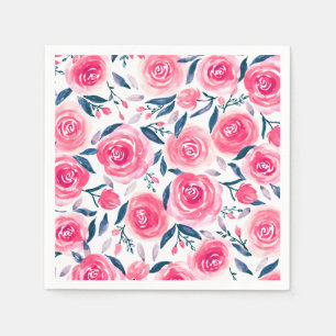 Serviette En Papier Motif Rose d'aquarelle rose