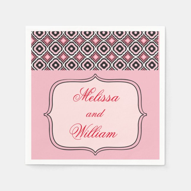 Serviette En Papier Motif rose et noir (Devant)