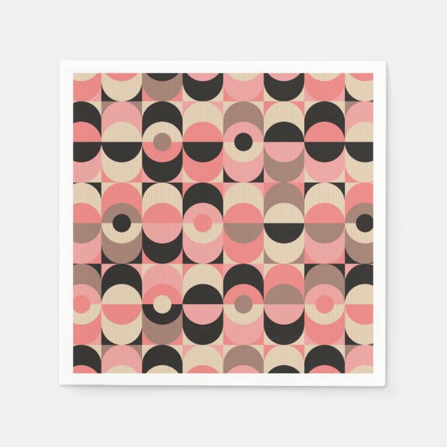 Serviette En Papier Motif rose moderne du milieu du siècle (Devant)