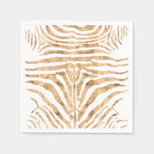 Serviette En Papier motif rose or zèbre peau