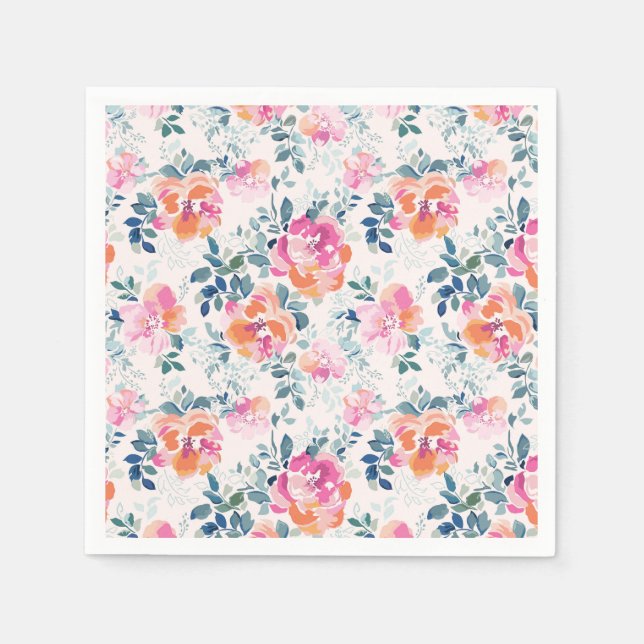 Serviette En Papier Motif Rose peint (Devant)