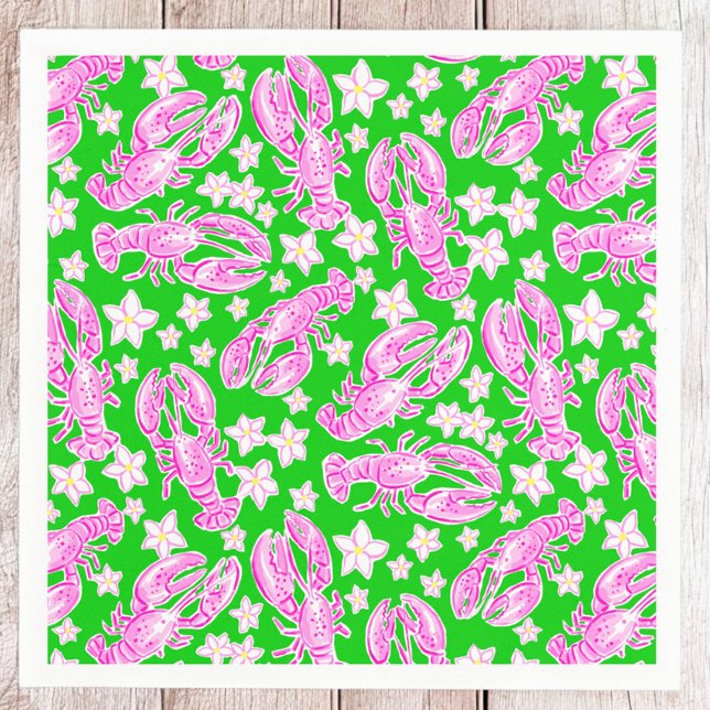 Serviette En Papier Motif Rose Vert Homard Prépa (Créateur téléchargé)