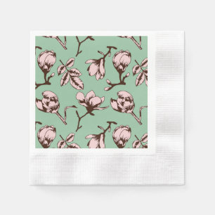 Serviette En Papier Motif sans couture avec des bourgeons de fleurs d'