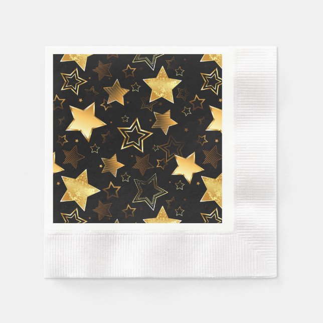 Serviette En Papier Motif sans couture avec étoiles d'or (Devant)