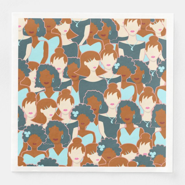 Serviette En Papier Motif sans couture avec filles noires et blanches (Devant)