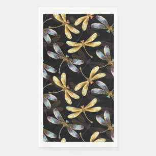Serviette En Papier Motif sans couture avec libellules d'or