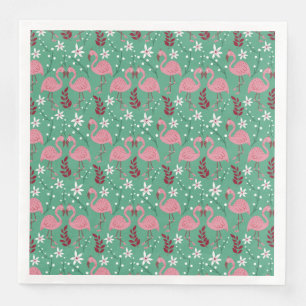 Serviette En Papier Motif sans couture de flamant floral rose vert
