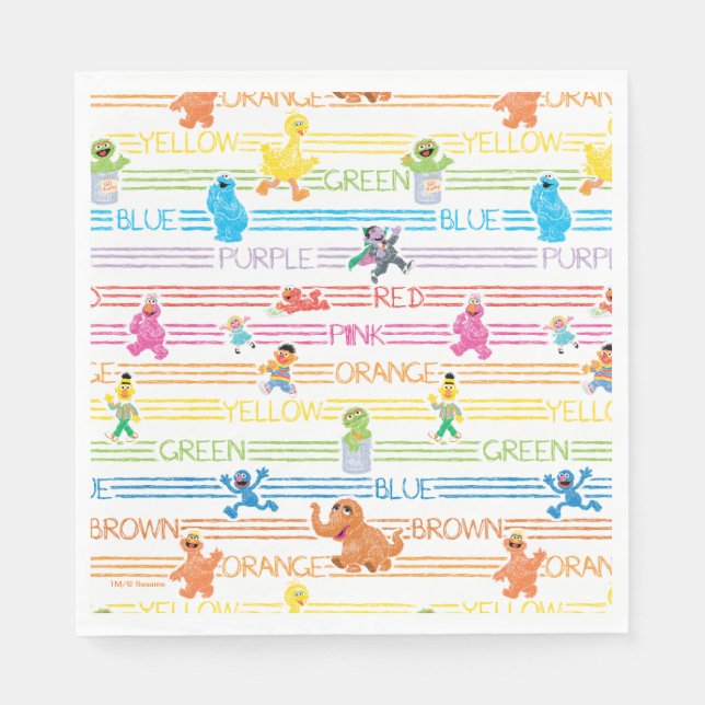 Serviette En Papier Motif Sesame Pals couleur arc-en-ciel (Devant)