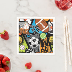 Serviette En Papier Motif Sportif Avec Ballons